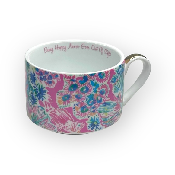 Lilly Pulitzer ❤︎︎ Stackable Tea Cups Coffee Mugs Set of 2 ❤︎︎ Being Happy Print - Picture 12 of 16